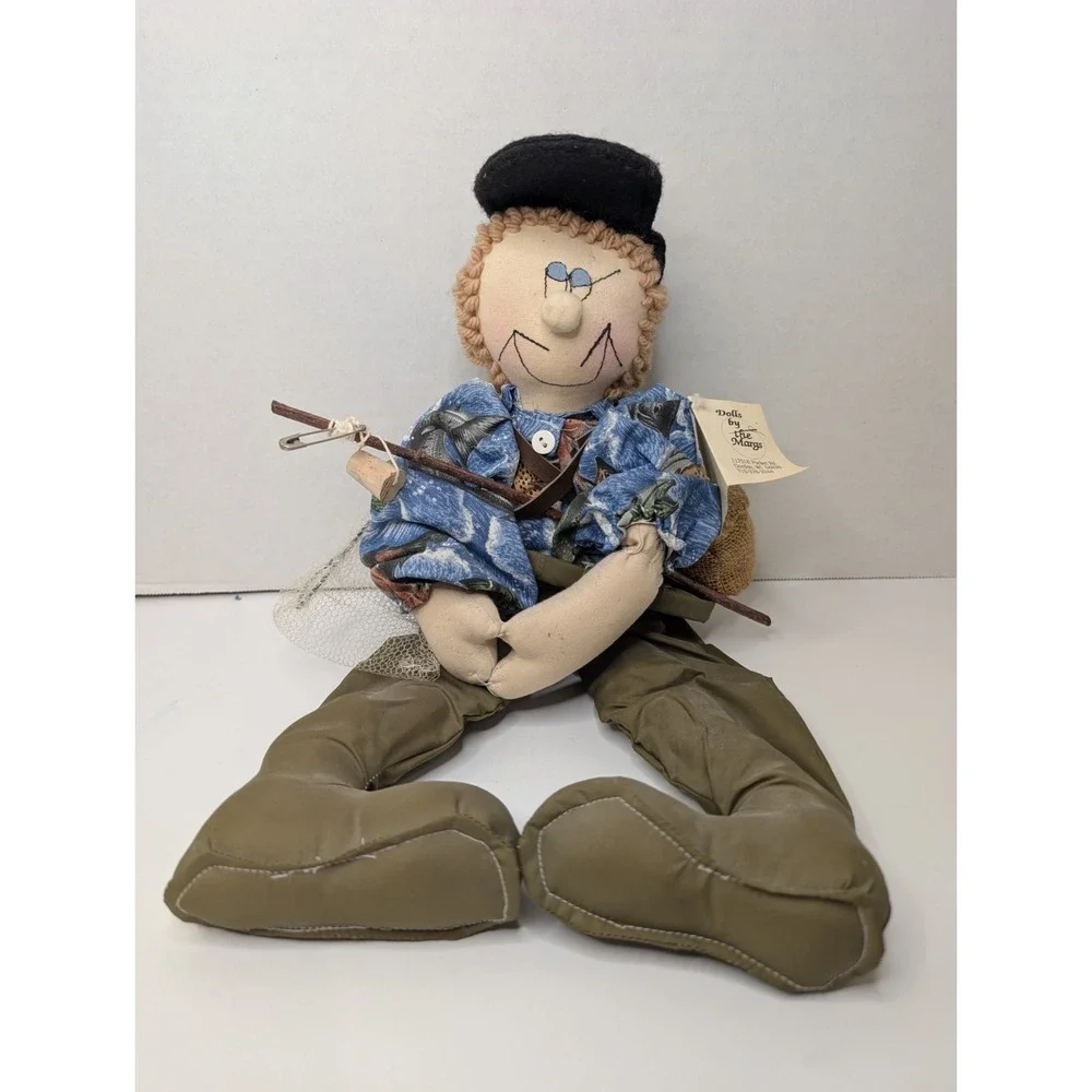 Vintage 1996 Dolls By The Margs Fisherman Cloth Doll Signed Handcrafted Folk Art